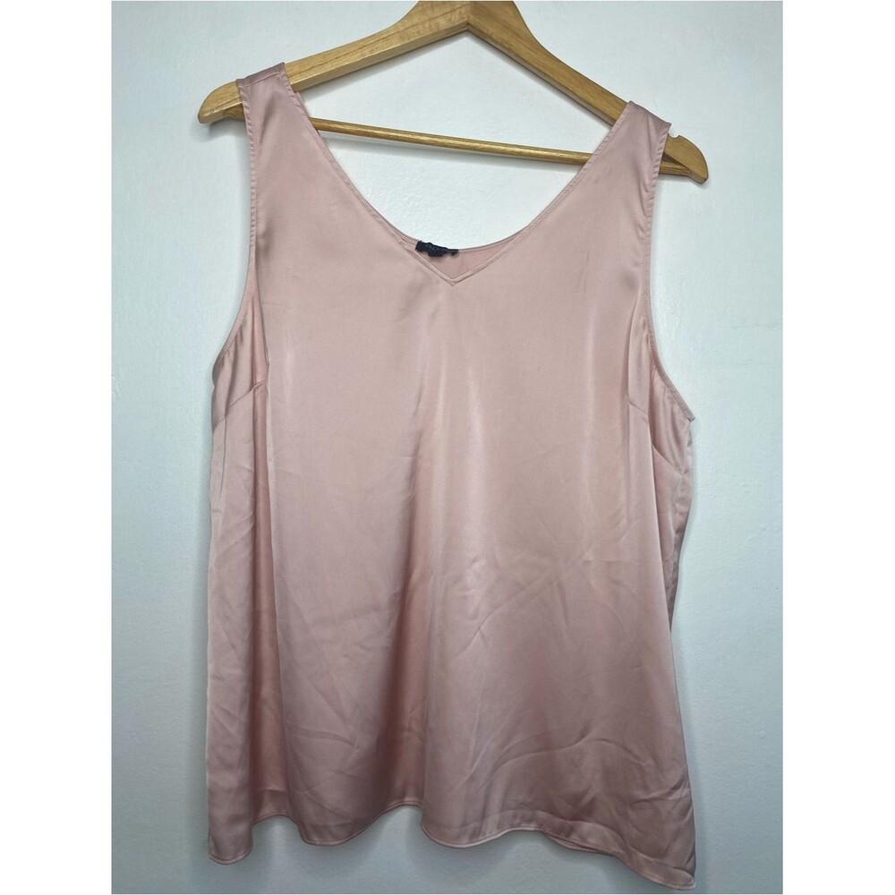 Talbots Satin Pink Sleeveless blouse Size XL Petite Clean beauty Minimalist